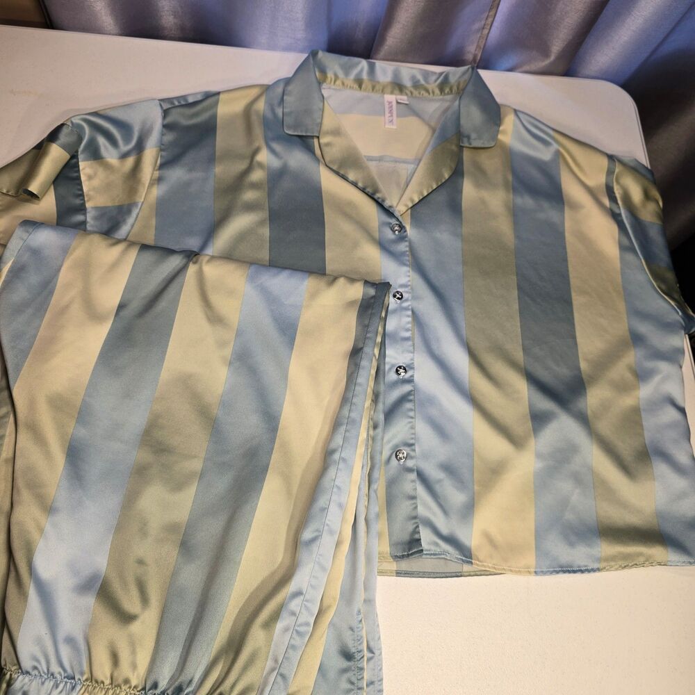 Striped Pajama Set - Blue and Yellow